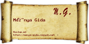 Mánya Gida névjegykártya